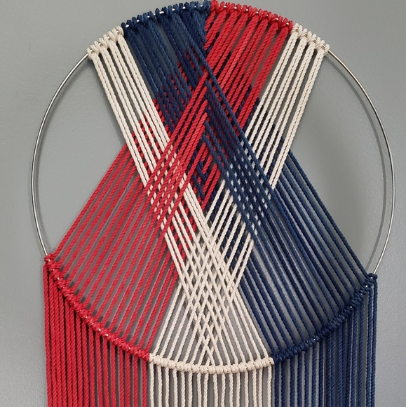 Macrame red,white,blue hand made and colored